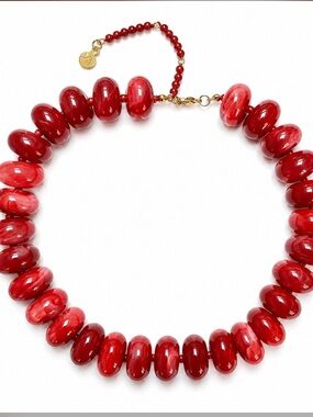 NEW Mayamar Dark Red Agate Chunky Oval Pebble Necklace Boho Choker